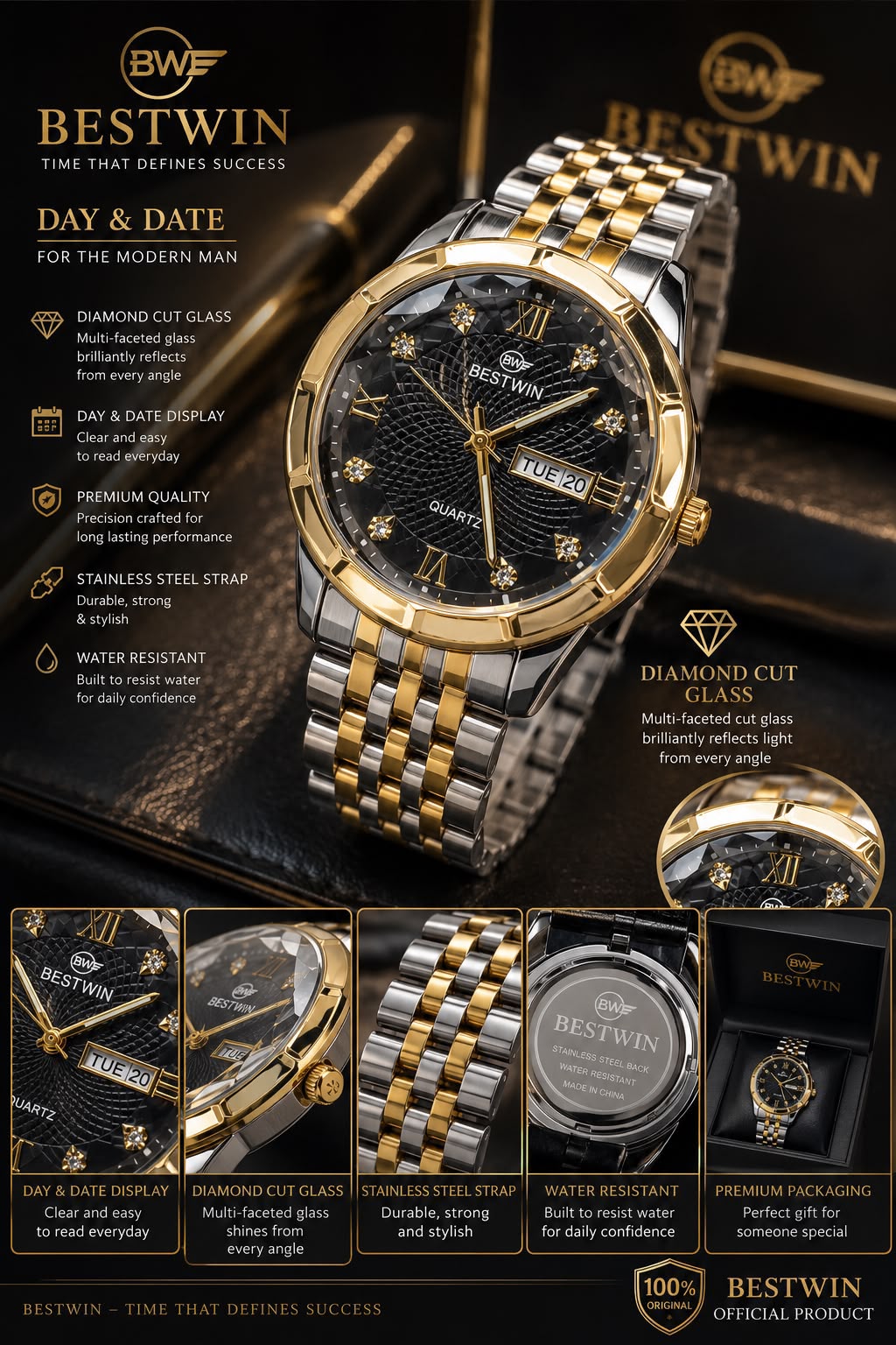 BESTWIN Luxury Watch {The Midnight Black Edition}🖤