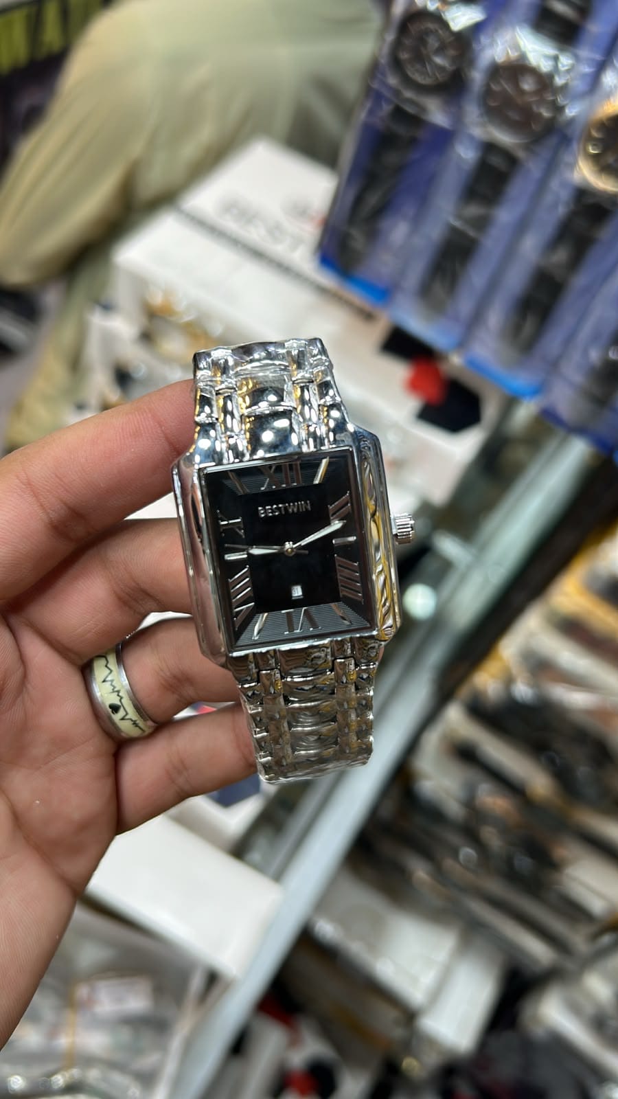 π€ The Midnight Monolith: Bestwin Silver-Black Timepiece