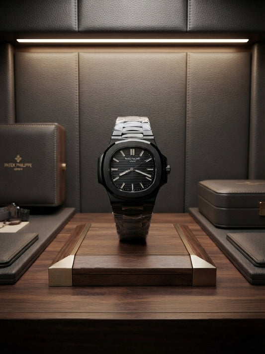 🌑 The Obsidian Phantom: Patek Philippe Nautilus (Stealth Black Edition)