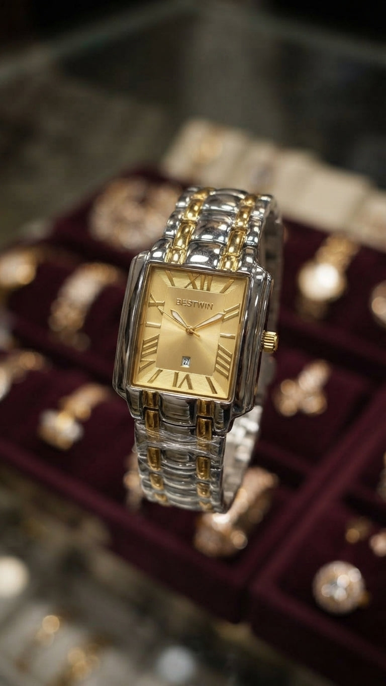 🌟 The Golden Horizon: Bestwin Two-Tone Gold & Steel Timepiece