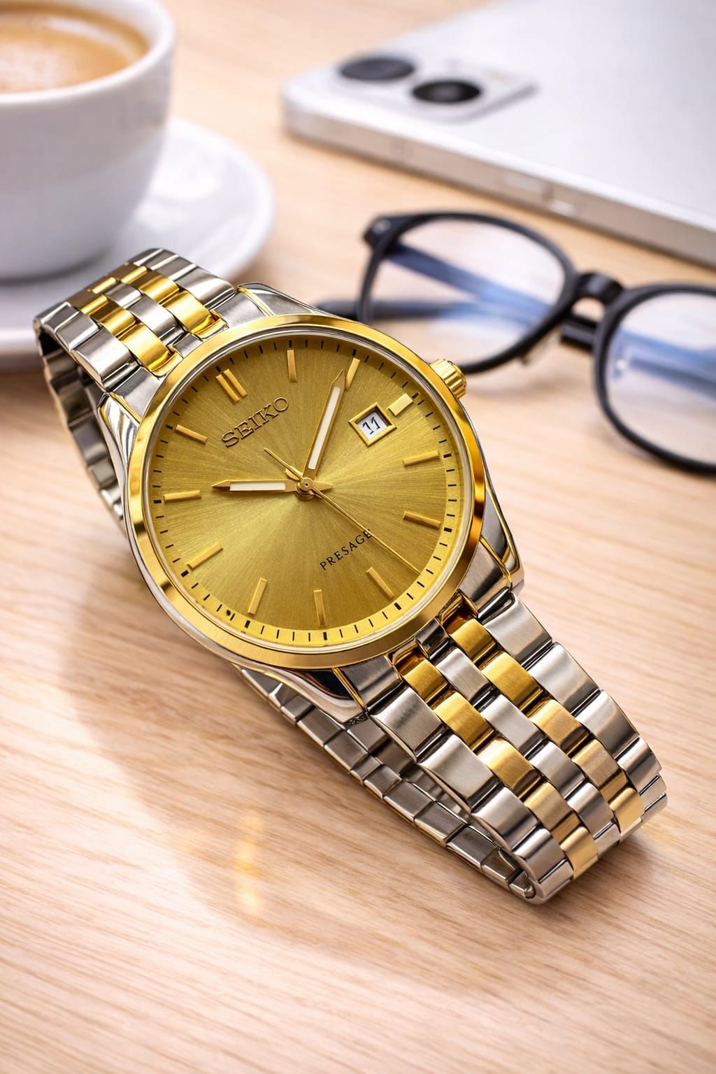 Seiko Presage Sunburst Champagne Gold Dial