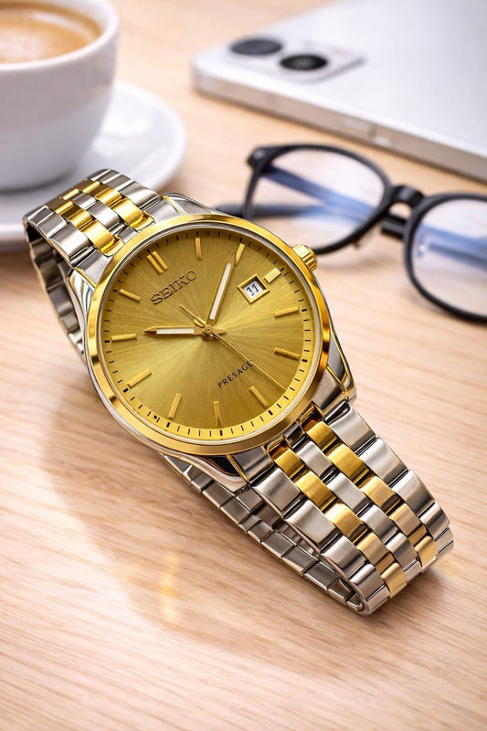Seiko Presage Sunburst Champagne Gold Dial