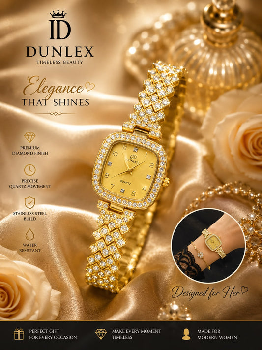 ✨Dunlex Golden Radiance Diamond Watch