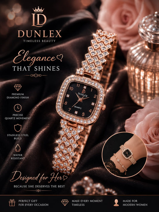 ✨Dunlex Rose Gold Diamond Watch🌹