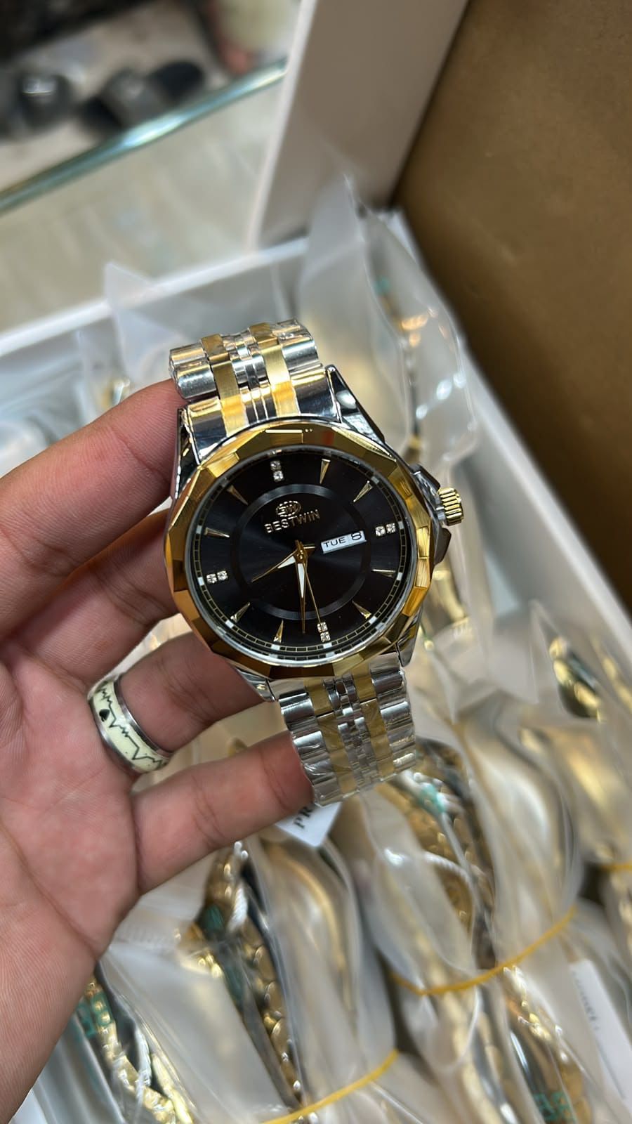 Bestwin Two-Tone Black Crystal Timepiece